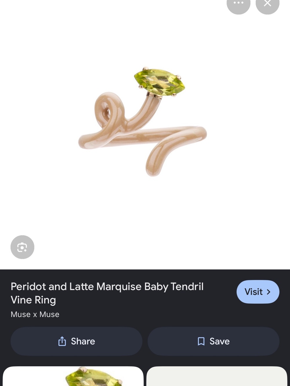 Beige Ceramic Ring with Peridot Green Stone - Picture 3 of 3